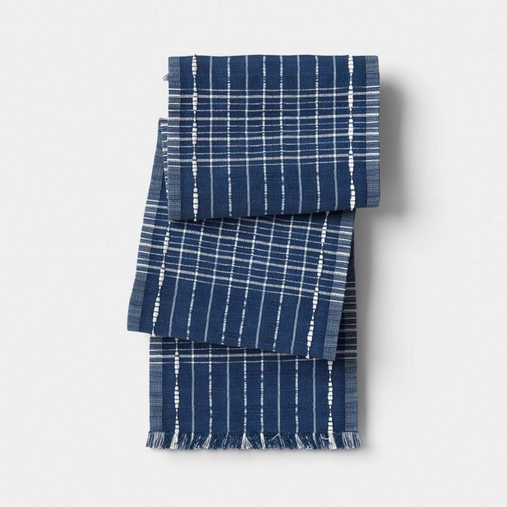 90"x20" Table Runner Dark Blue Woven - Threshold